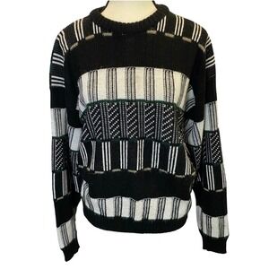 Vintage‎ Poplar Knits Women's Abstract Striped Knit Sweater Medium Made in USA